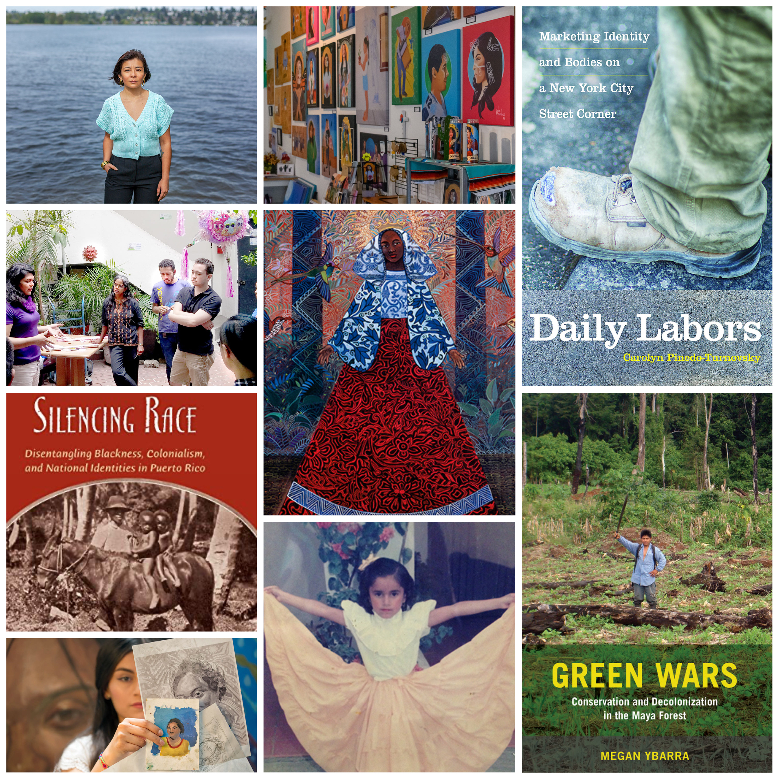 Collage of work by Arts & Sciences faculty, students and alumni related to Hispanic Heritage Month