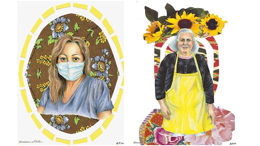 Two artist illustrations of caregivers.