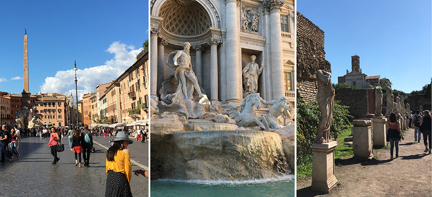 Montage of popular sites in Rome.