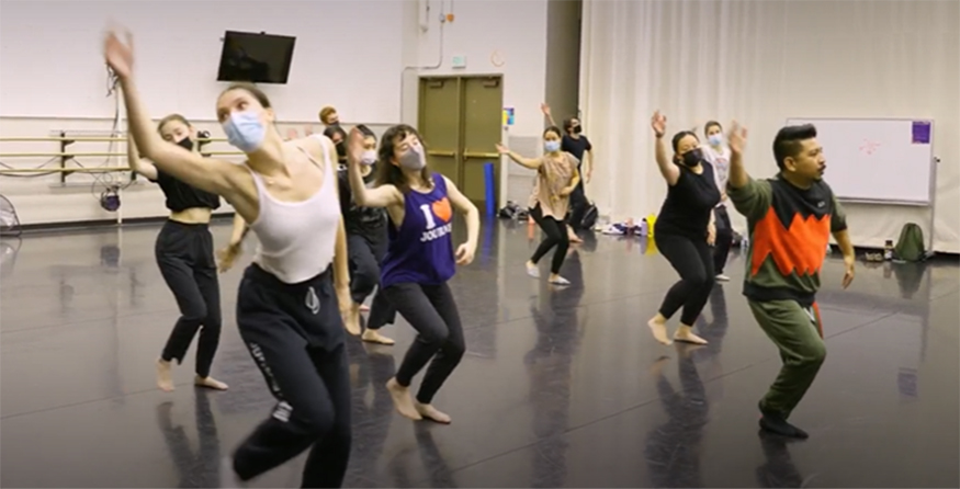UW students dancing in a rehearsal.